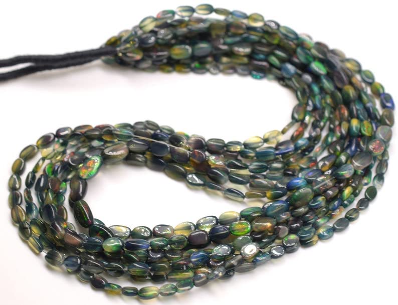 Perles opale éthiopienne 5x4mm ovales lisses en rang de 13 pouces