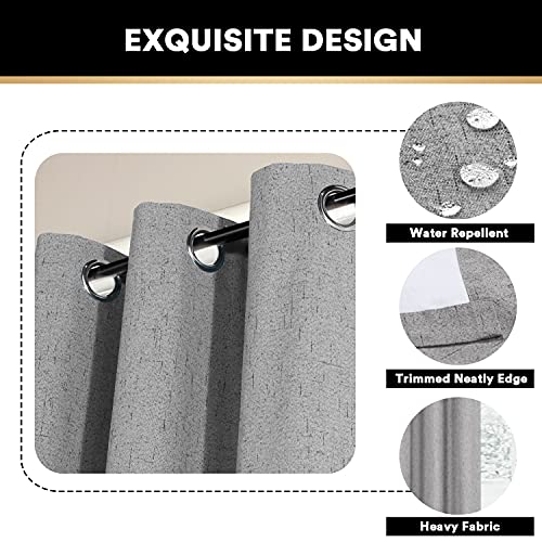 Image of PrinceDeco 100% Blackout Curtains 64 inch Long 2 Panels,42 inch Wide,64 inch Length Energy Saving Curtains for Bedroom Living Room Grommet Blackout Linen Curtains with Thermal Insulated Liner,Light Grey