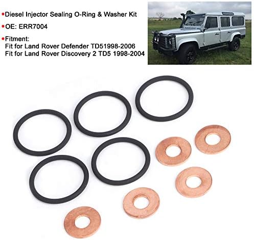 Fuel Injector Adjustment Standard Sealing Washer,Diesel Injector Sealing ORing Washer Kit ERR7004 Fit compatible with Discovery 2 Defendertd5 injector seals