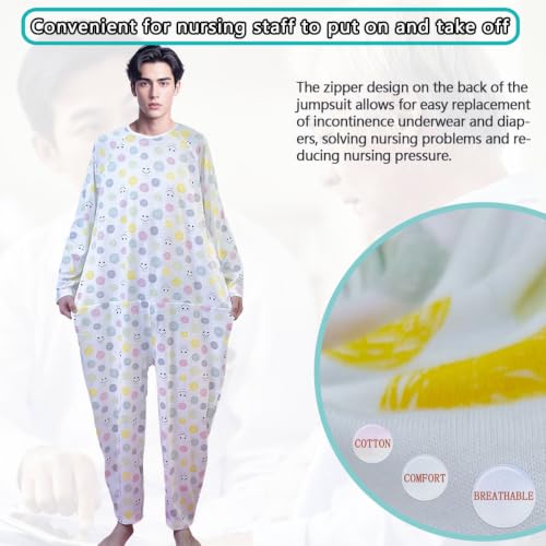 Image of Unisex Jumpsuit with Back-Zipper,Suitable for Alzheimer's,Dementia Patient,Seniors,Incontinence Care