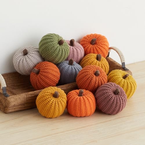 Image of Set of 12 Small 3 inch Knit Pumpkins (Small Knit Assorted 12)