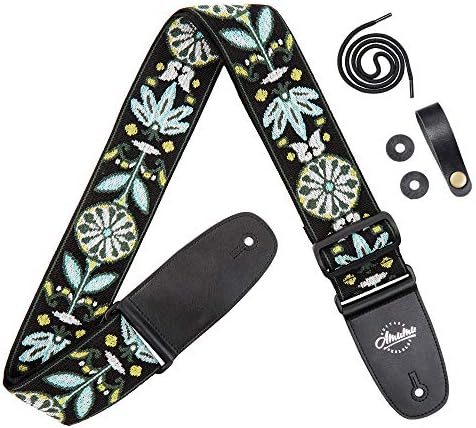 Amumu Daisy Jacquard Guitar Strap for Acoustic, Electric and Bass Guitar -Multi Color