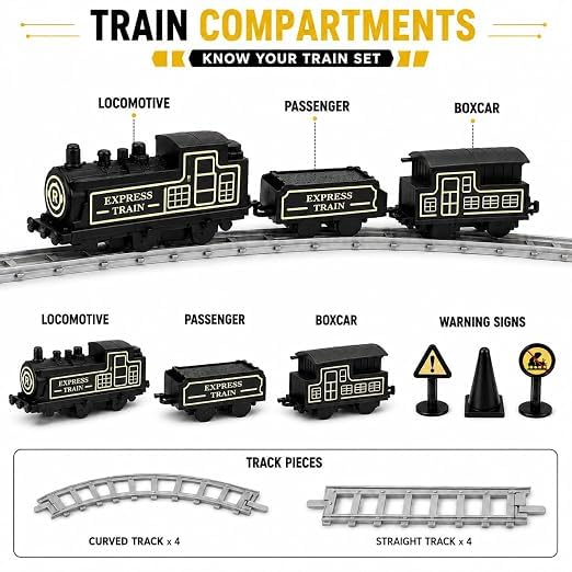 Image of Braintastic Play Train Set for Kids 3+ Years | Battery Operated Toy Train with Track | Colorful Railway Train Set for Boys & Girls | 14-Piece Train Track Toy