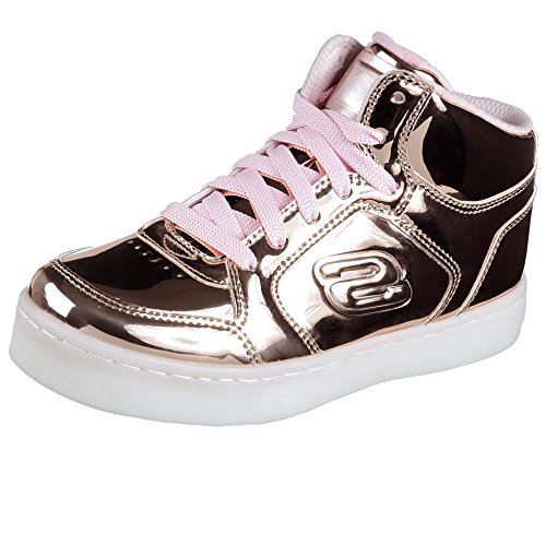 Skechers Kids Energy Lights-Dance-N-Dazzle Sneaker,Rose Gold,4 M US Big Kid