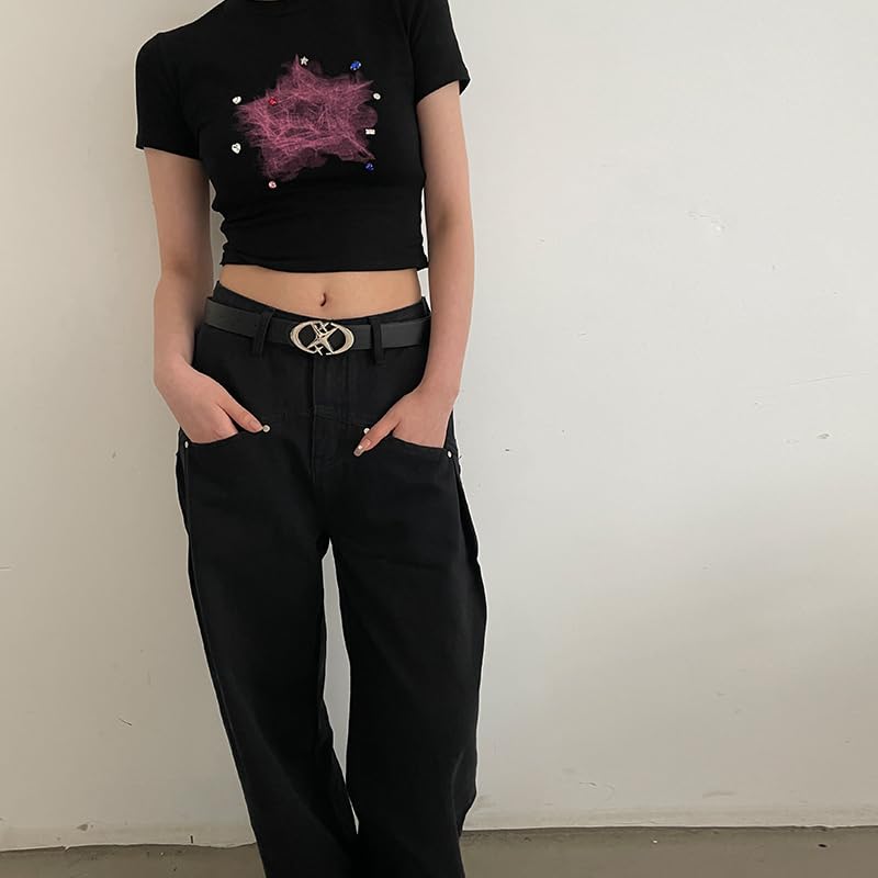 Y2k Belt Star Metal Buckle Vintage Gothic Punk Rock Emo Grunge Accessories Western Chunky Belts Trendy Y2k Clothes4