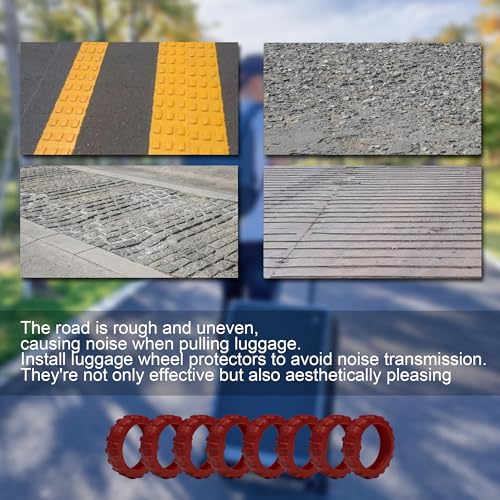 (8 Pack) Silicone Luggage Wheel Covers for 8-Spinner Wheel Suitcases, Mute & Shock Absorption Protector, Wear-Resistant & Noise-Reducing, Perfect for Travel (Deep Red)4