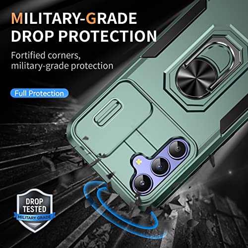 Image of ShieldTech Back Cover for Samsung Galaxy A54 5G | Rugged Case with Ring Stand | 360 Protection | Shockproof | Camera & Screen Guard (PC, Green)