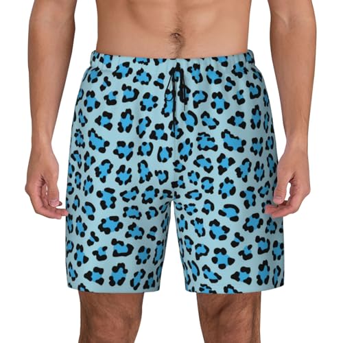 Blue Leopard Print Funny Men's Swim Trunks Board Shorts Quick Dry-