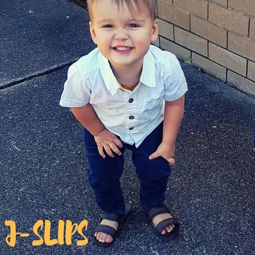 Image of J-Slips Toddler Sandals with Back Strap - Comfortable Boys and Girls Jesus Jandals for Beach and Summer - Waterproof Hawaiian Slides in 12 Colors, Sandalias