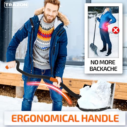 Snow Shovel Heavy Duty for Driveway with Ergonomic Handle to Use Without Backpain for Home Garage Car - Snow Shovel with 18 Inch Blade Large Capacity and 58 Inch Long Ergonomic Handle (Black) - Image 3
