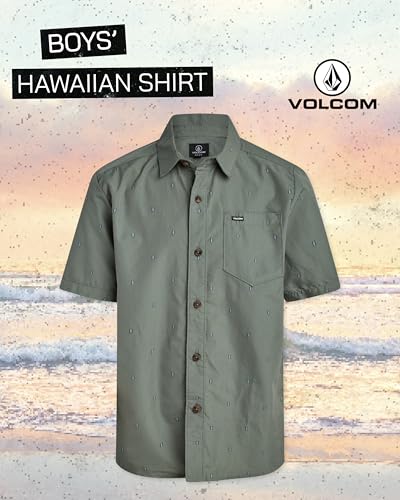 Volcom Boys Short Sleeve Button Down Shirt - Soft Woven Hawaiian Beach Shirts - Casual Summer Collared Shirts for Boys2