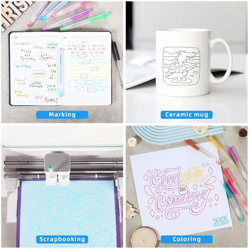 Image of Glitter Gel Pen Set Compatible with Cricut Maker 3 /Maker 4 /Maker /Explore 3 /4 /5 /Air 2 /Air, 0.8 Tip Glitter Pen Set of 12 Pack Medium Point Pen, Writing, Drawing, Invitations, Cards