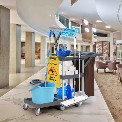 Heavy-Duty-Janitorial-Cleaning-Cart-with-Wheels-3-Shelf-Rolling-Housekeeping-Trolley-with-16-Gallon-Trash-Bag--220-Lb-Capacity-Utility-Cart-for-Hotels-Schools-Offices-Apartments