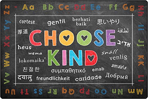 Carpets for Kids 61814 Choose Kind Classroom Chalkboard Look Rug 4ft x 6ft Rectangle Black