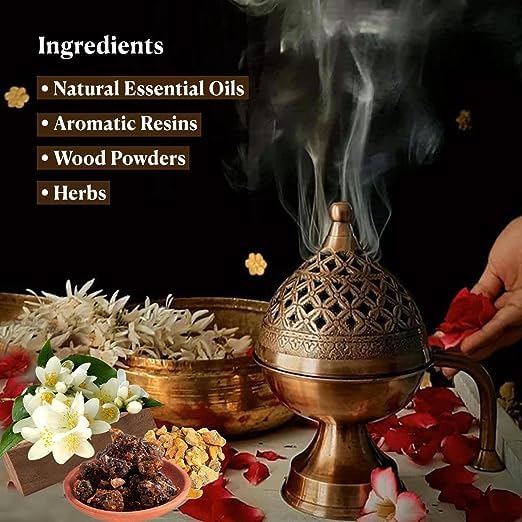 Image of DHOOP Zipper Pouch VIDHAN Wet DHOOP | Herbal | Long Lasting Fragrance for Daily Pooja, Havan, Meditation and Yoga | 20 Sticks in Each Packet Pack of 5 (Rose MOGRA Sandal GUGGAL LOBAN)