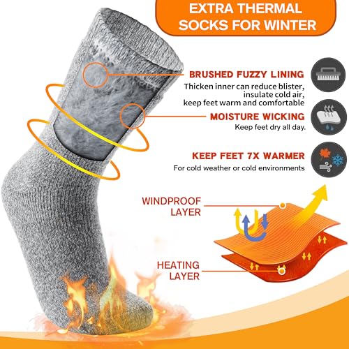 3 Pairs Warm Thermal Socks for Women & Men Winter Ski Thick Boot Insulated Socks for Cold Weather3