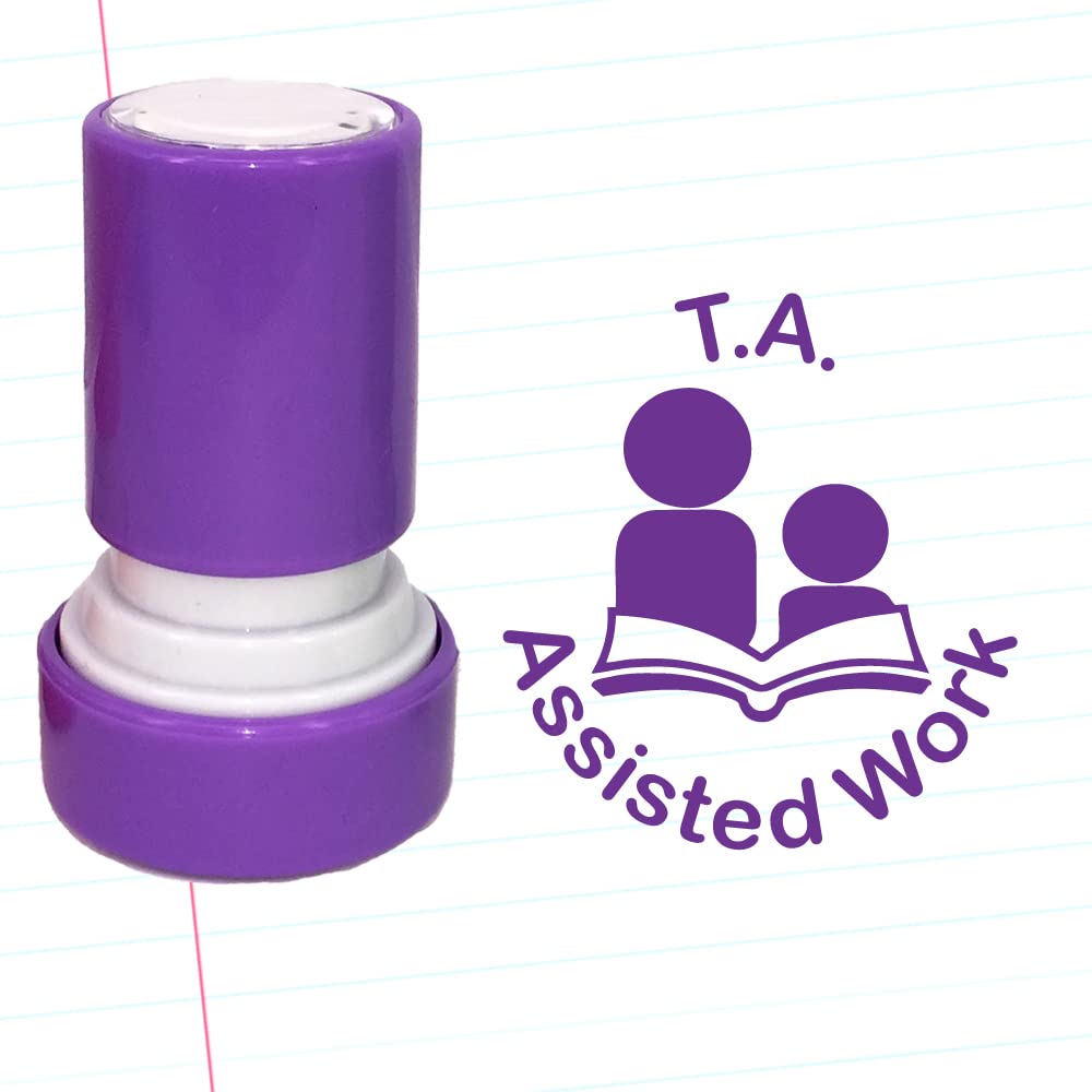 Xclamations Purple T.a. Assisted Work Teacher Stamp. Self-Inking, 22Mm, Reinkable, Quality Stamper For Marking And Praise. Ink*