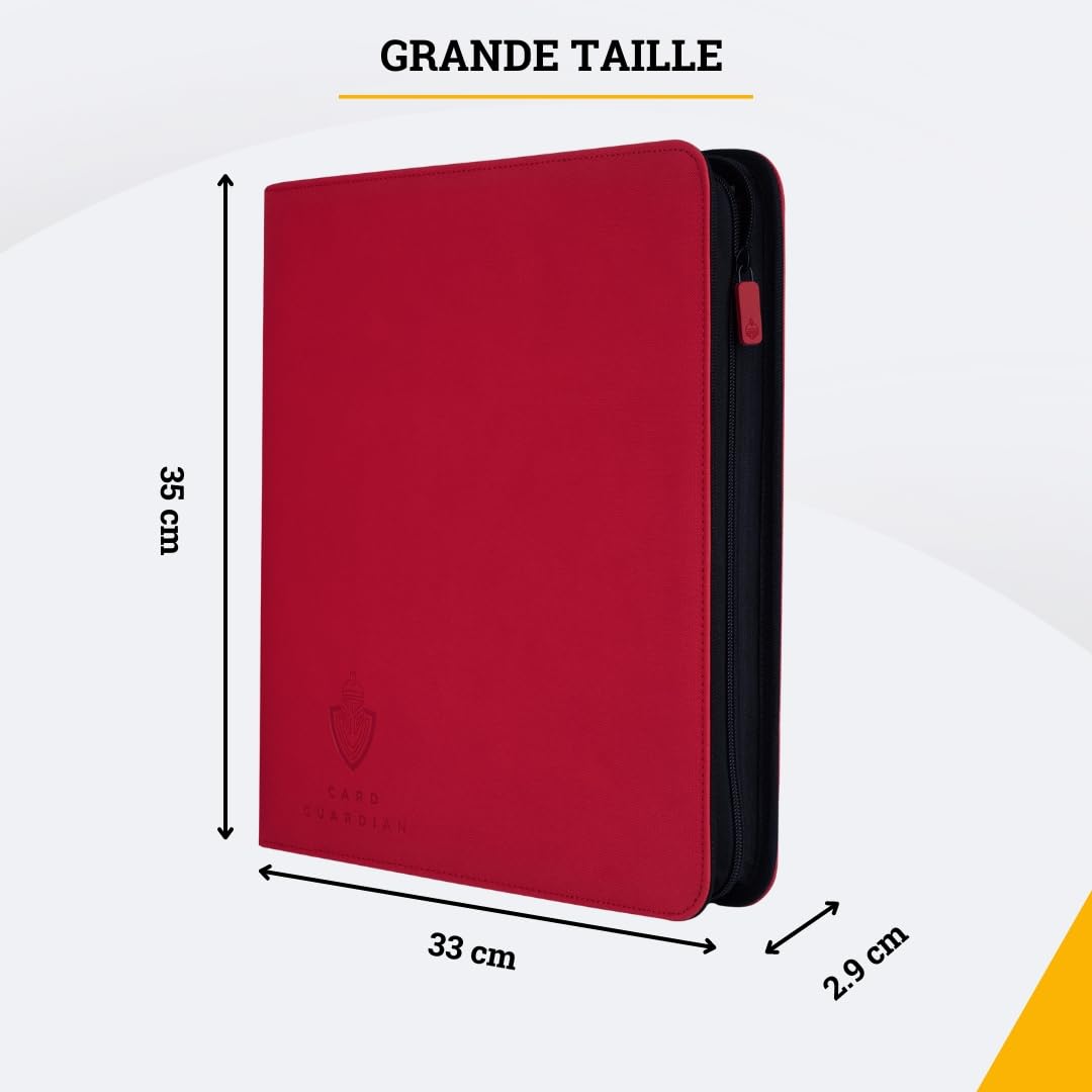 Card Guardian - Premium Classeur avec Fermeture éclaire – Album Classeur pour Cartes à Collectionner, Jeux de Cartes, Trading Card – 12 Poches – 480 Poches pour TCG (Rouge)