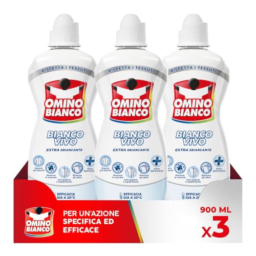 Omino Bianco Additivo Lavatrice Bianco Vivo in Gel per Bucato, 900 ml x 3