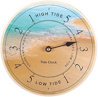 Acctim Tidal Wall Clock High & Low Tide, Blue/Yellow, 20cm