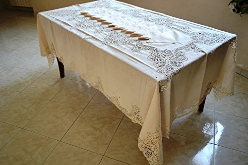 PREGIATISSIMA TOVAGLIA in Puro Lino 100% con Pizzo...