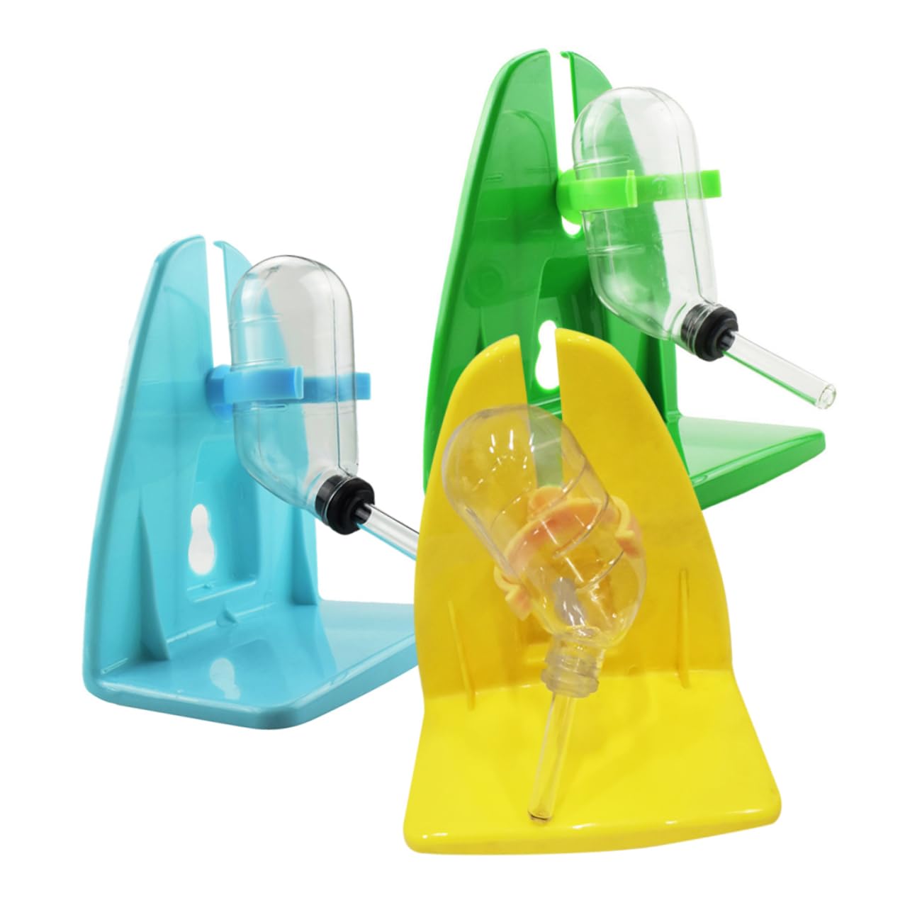ibasenice 2Sets Hamster Water Bottle with Bracket Drinking Dispenser for Small Animals Durable Pet Water Dispenser for Cages Random Color Options