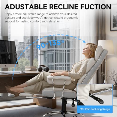 Image of GTPLAYER Gaming Chair,Office Chair with Pocket Spring Lumbar Support, Ergonomic Comfortable Wide Office Desk Computer Chair with Outward Fixed Soft Armrests and Footrest（Warm White）