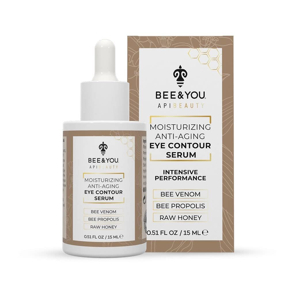 BEE and YOU Anti Aging, Anti Wrinkle Face Cream Serum, Dark Spot Remover, Moisturizer, Pore Minimizer Skin Care, Bee Propolis Extract, Raw Honey, Bee Venom and Hyaluronic Acid, 1.0 fl. Oz