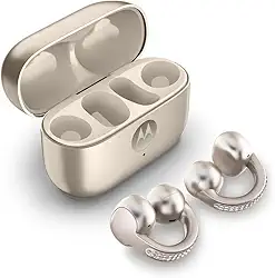 Fone de ouvido Sem Fio Motorola Moto Buds Loop Crystals by Swarovski na cor Pantone French Oak - Sound by Bose, Bluetooth, uso confortável com clipe, open-ear, OWS