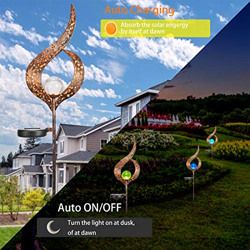 Sunwind Solar Stake Lights Outdoor Crackle Glass Globe Stake Metal Lights Color Changing For Garden Pathway Outdoor Decoration #TOP2