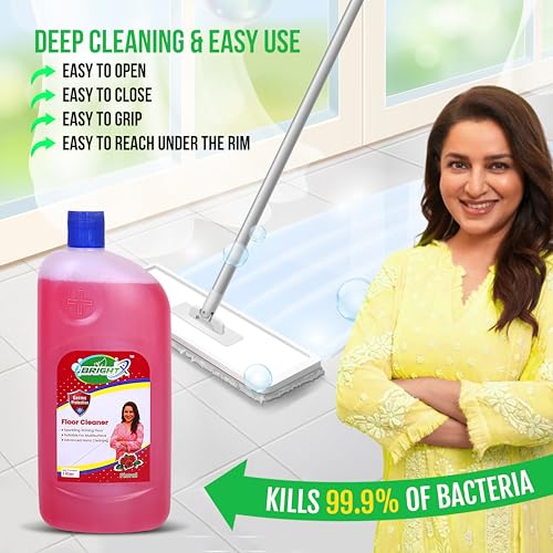 Image of BrightX Floral Floor Cleaner 1 Litre | Multipurpose Floor Cleaning Liquid | Long Lasting Floral Fragrance | Removes Dirt & Germs | Safe for Tiles, Marble & Granite Floors
