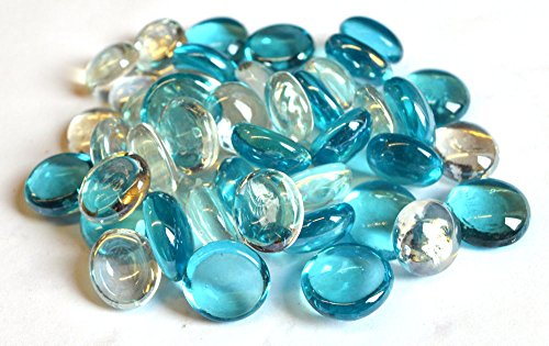 Pack de 100 piedrecitas decorativas (500 g aprox.), vidrio, azul claro cristal