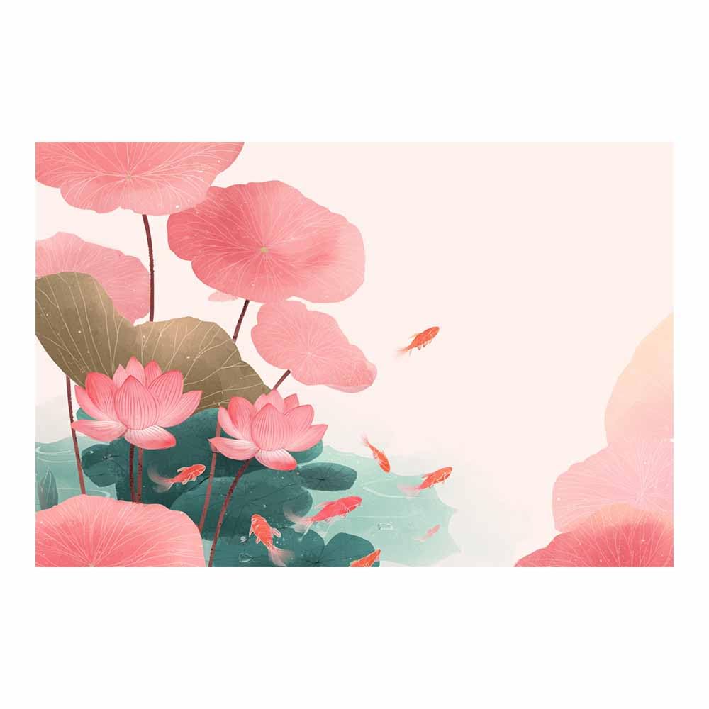 ZAMAEIU Nature Landscape Picture Lotuss Painting Large Modern Scenic Painting, for Living Room Bedroom Bathroom Dinning Room Home Office Wall Decor(pink)-30x50cm Unframed