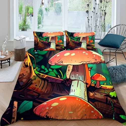 Housse de couette double champignons colorés en microfbre 200x200