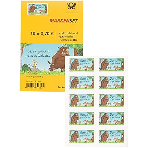 10 Stück 0,70 EUR 70 Cent postfrische Selbstklebende Briefmarken + Gutsch. | Frankaturware Markenset (Motiv: Der Grüffelo) Cover