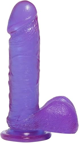 Doc Johnson Crystal Jellies - Polla realista de 7 pulgadas con bolas, fuerte base de ventosa, 7.2 pulgadas de largo y 1.7 pulgadas de ancho