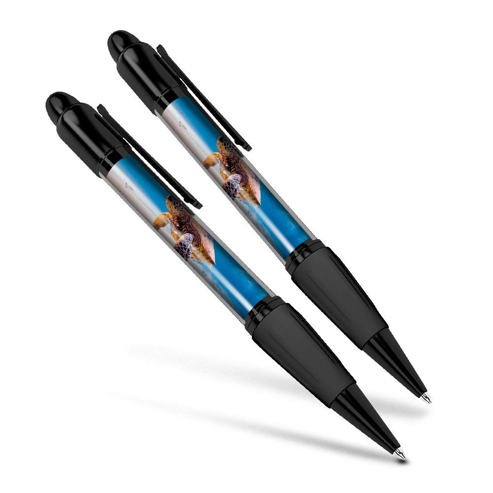 Destination Vinyl Ltd Beautiful and comfortable Set of 2 Matching Pens - Swimming Turtle Sea Creature #8503