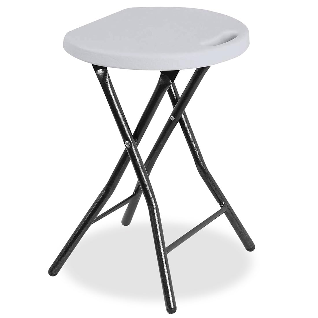 Acomoda Textil – Taburete Bajo de Coctel Portátil para Jardín, Terraza y Patio. Asiento Plegable de Interior y Exterior Resistente y Duradero, Color Blanco 30x30x45 cm