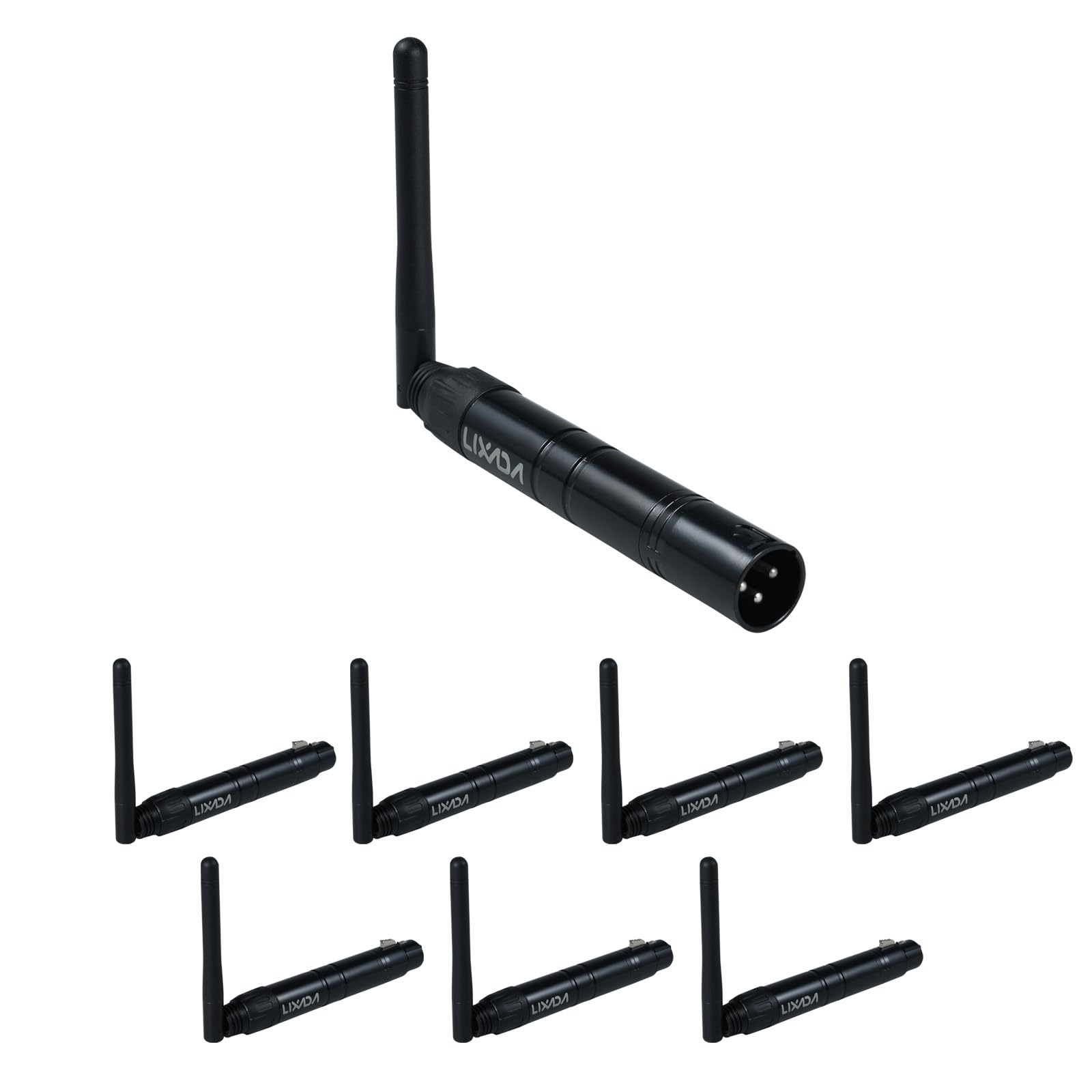 Lixada 8PCS DMX512 Transmitter Receiver Black Metal DMX512 Wireless Dfi DJ 2.4G 7 Receivers & 1 Transmitter Lighting Control for Party DJ Show Club Disco KTV Stage Light Lighting Fixture Control