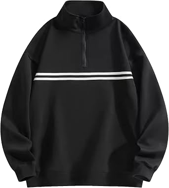 Mens Half-Zip Sweatshirt, Autumn Clothes, American Casual, Long-Sleeve, High-Neck, Pullover, Simple, Stylish, Casual, Soft, Comfortable, Long-Sleeve T-Shirt, Roomwear