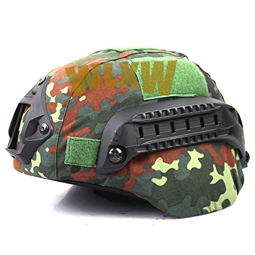 WLXW Airsoft Mich 2000 Tactical Helm Mit Camouflage Helmhaube NVG Halterung Und Seitengitter, Paintball Explosionsgeschützter Jagdhelm, CS Field Outdoor Ausrüstung,E,WithHelmet Cover
