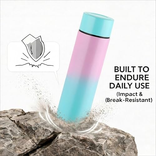 Image of CELLO H2O Luma Stainless Steel Water Bottle For Office Use 1000 ml, Baby Pink Blue | Single Wall Freezer & Fridge Safe, Lightweight & Stylish Leakproof Rustproof Steel Water Bottle For Kids & Travel