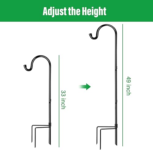 Miniatura 7 de GOFORWILD Paquete de 2 ganchos de pastor ajustables, 49 pulgadas de alto, gancho de jardín de metal de alta calidad para exteriores, plantas
