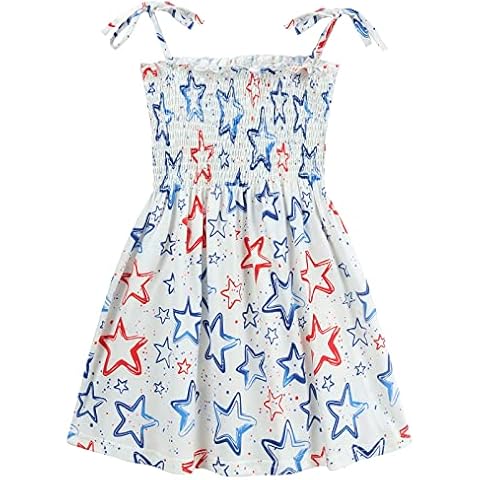 Tkria Toddler Girls American Flag Dress Kids 4th of July Outfit Patriotic Summer Dresses Independence Day Clothes 2-8 Years Cover