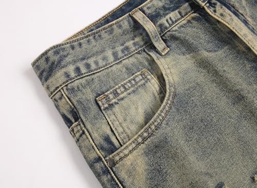Image of QIMYUM Men's Wide-Leg Baggy Flex Jeans Relaxed Loose Fit Long Denim Pants
