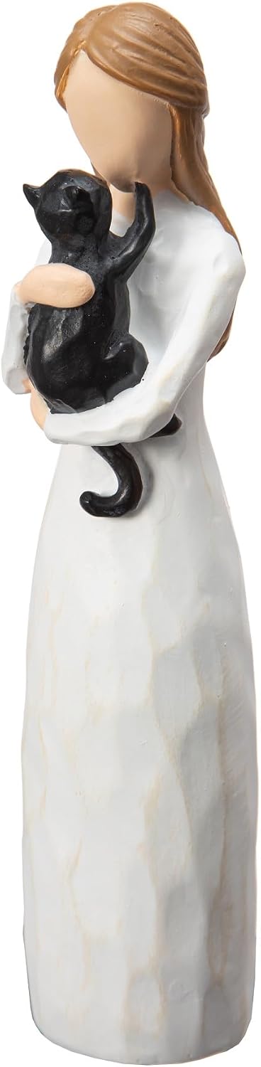 Cat Memorial Gifts for Loss of Cat,Pet Loss Sympathy Gift for Cat Mom,Hand-Painted Angel of Friendship Figurine Statue for Loving Pets and Cat Lovers(Gray)