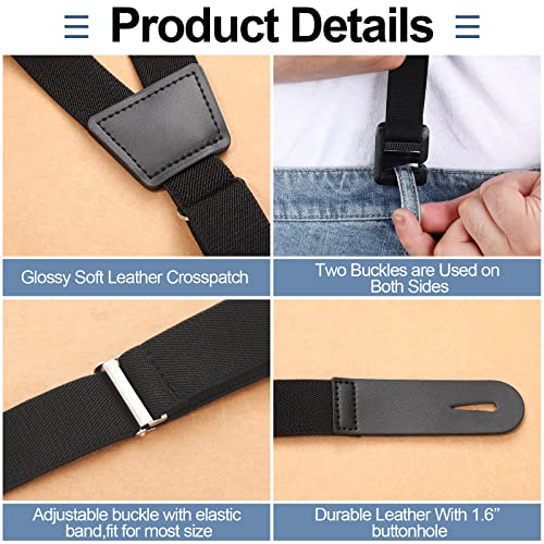 Eurzom 2 Pcs Hidden Suspenders For Men Under The Shirt Suspenders Men Side Clip Suspenders Utility Suspender For Untucked Men (Black, Beige, X-Large) #TOP3