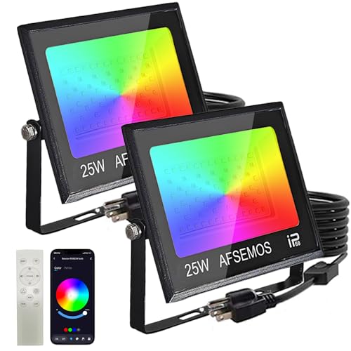 25W LED RGB Flood Lights,Color Changing Landscape Light with Dimmable 2700-6000K,Uplighting Indoor, Outdoor Smart Lights APP Control,DIY Flash Mode for Christmas,Party,Garden Yard