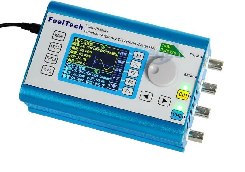 FeelTechFY2300H 25/30/40/50/60M Dual CH DDS Function Arbitrary Waveform Signal Generator/Source 250MSa/s Sweep/Frequency Meter Counter(FY2300H 25M)