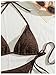 GORGLITTER Women's Halter Triangle Bikini Set Smocked String High Cut Thong Swimsuit Bathing Suit Beach Fashion 2025 Coffee Brown Small